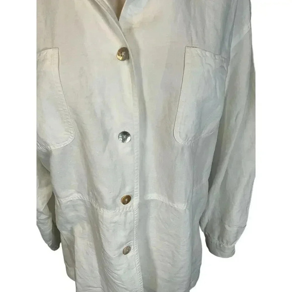 Merona Linen Button Down Long Sleeve Women's White Shirt Size Medium Casual - Picture 2 of 12